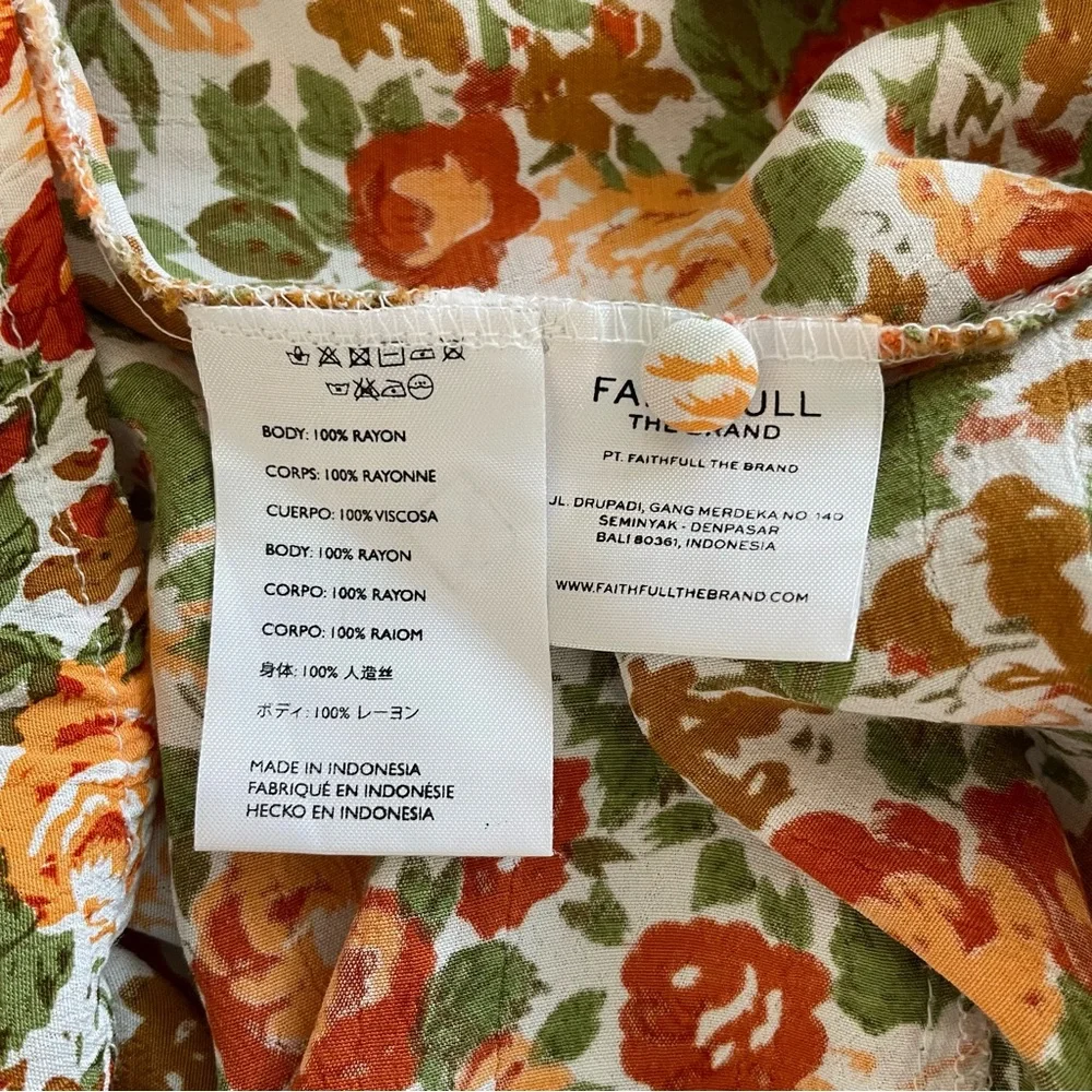 Faithfull the Brand‎ Anthropologie Delia Midi Dress in Floral Le Rose Apricot 6